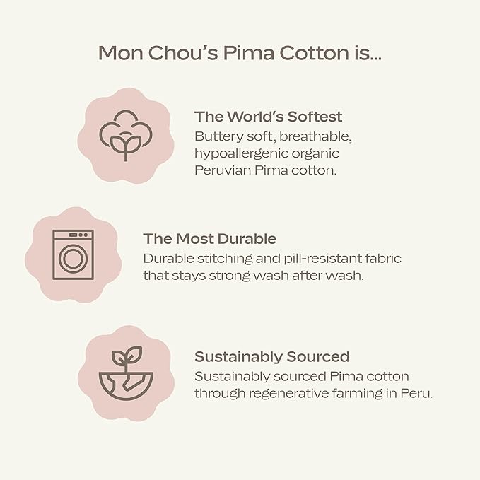 MON CHOU Organic Cotton Joggers - 100% Pima Cotton Baby Pants - Lightweight and Breathable Infant Pants for All Seasons