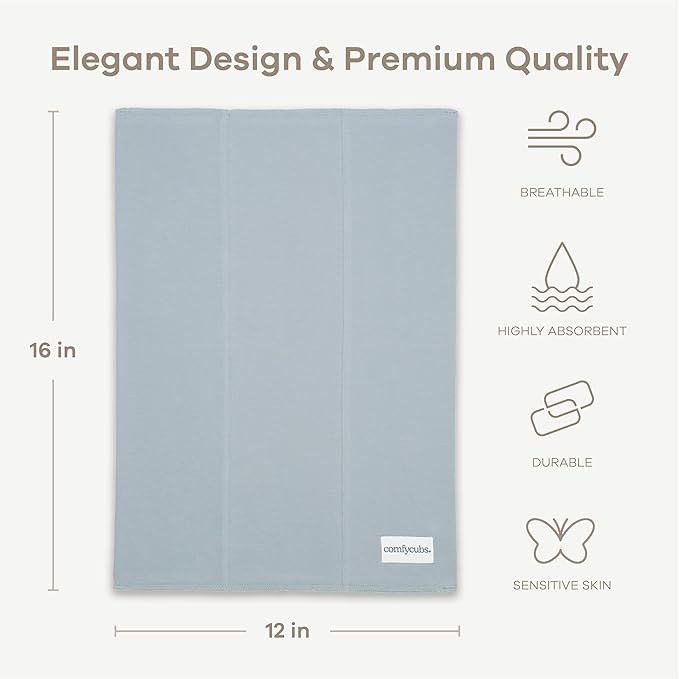 Comfy Cubs Baby Burp Cloths Set (Pack of 6) - Large, 6-Layer, Ultra Absorbent 100% Cotton for Infant Spit-Up, Drool, and Messes - Soft, Gentle, Thoughtful New Born Baby Gifts, Pacific Blue