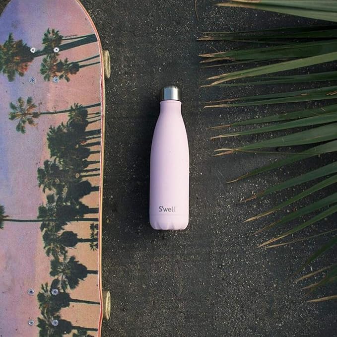 S'well Stainless Steel Water Bottle, 17oz, Pink Topaz, Triple Layered Vacuum Insulated Containers Keeps Drinks Cold for 36 Hours and Hot for 18, BPA Free, Perfect for On the Go