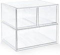 Prsildan Acrylic Drawer Makeup Organizer with 3 Drawers, Clear Stackable Storage for Baby Bottles, Craft, Jewelry & Hair Accessories, Multi-Use for Vanity, Countertop, Office Desk Organization