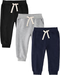 3 Pack Fleece Toddler Boys Sweatpants Kids Joggers Soft Cotton Toddler Boys Girls Sweatpants with Pocket Drawstring