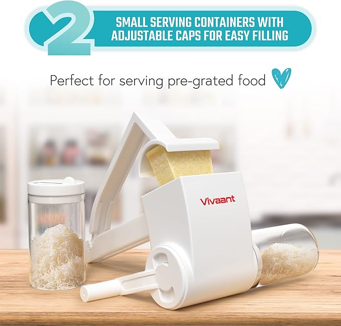 Parmesan Cheese Grater Hand Crank, Restaurant-Grade Rotary Cheese Grater Handheld Italian Style with 2 Stainless Steel Drum Blades is Dishwasher Safe & Easy to Clean