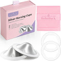 Boboduck The Original Silver Nursing Cups - 925 Silver Nipple Covers Breastfeeding - Protect and Soothe Sore Nipples - Silver Nipple Shield Guards with Soft Silicone Ring (X-Large)