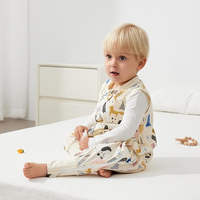 Duomiaomiao 0.5 TOG Toddler Sleep Sack 12-24 Months 100% Cotton Lightweight Baby Sleep Sack with Feet, Breathable Comfy Toddler Wearable Blanket