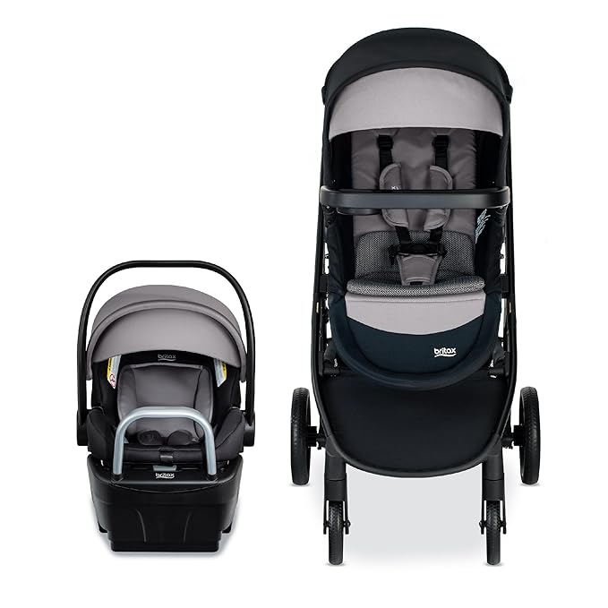 Britax Willow Brook S+ Baby Travel System, Infant Car Seat and Stroller Combo with Alpine Base, ClickTight Technology, SafeWash Insert and Cover, 1 Count, Graphite Onyx