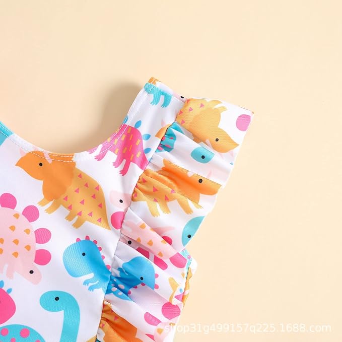 Happy Town One-Piece Infant Toddler Baby Girl Summer Swimsuit Watermelon Leopard Ruffle Swimwear Bikini Bathing Suit