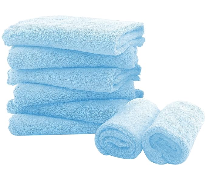 8 Pack Large Burp Cloths for Baby - 20" by 10" Ultra Absorbent Burping Cloth, Hand Washcloths, Newborn Towel - Milk Spit Up Rags - Burpy Cloths for Unisex, Boy, Girl - Burp Cloths Set(Aquamarine)