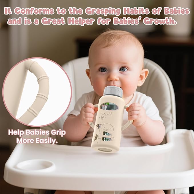3 PCS Dr Brown Glass Bottles Silicone Sleeves, Compatible with Dr Browns Glass Bottles 8 oz, Anti-Drop Dr Brown Baby Bottles Sleeves with Handles, Heat-Insulating and Easy to Clean