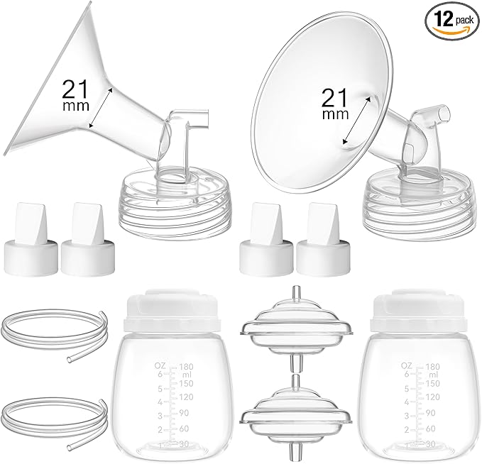 21mm Replacement Pump Parts for Spectra S1 S2 9 Plus Synergy Gold Includes Flange Duckbill Valve Tubing Backflow Protector Bottle,Compatible with Motif Luna Cimilre Ameda MYA Pump