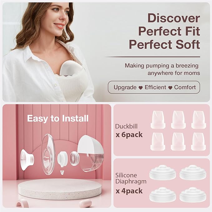 10PCS Breast Pump Parts, 6Pack Silicone Duckbill Valve & 4Pack Silicone Diaphragm Compatible with Momcozy M5 Wearable Breastpump, M5 Breast Pumps Replacement Accessories Breastfeeding Essentials Kit