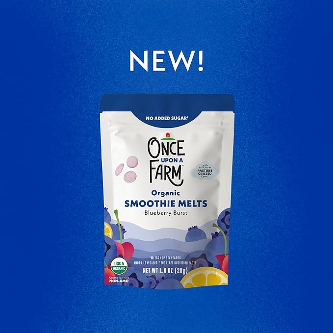 Once Upon A Farm Organic Smoothie Melts with Milk from Pasture Grazed Cows, Blueberry Burst, Non GMO, Kosher, 1 Ounces (Pack of 8)