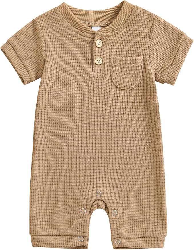 Kuriozud Newborn Infant Unisex Baby Boy Girl Clothes Button Romper Jumpsuit Basic One Piece Outfits