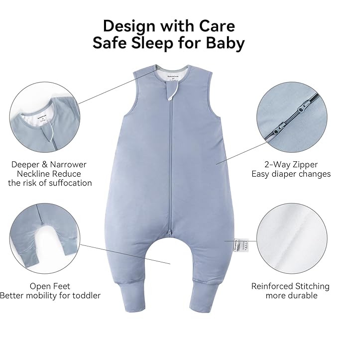 BubblePanda Rayon Made from Bamboo Toddler Sleep Sack with Feet 0.5 Tog Ultra Soft Toddler Sleeping Sack 3t-4t Baby Sleep Bag Walker Wearable Blanket with Legs 2-Way Zipper Lightweight