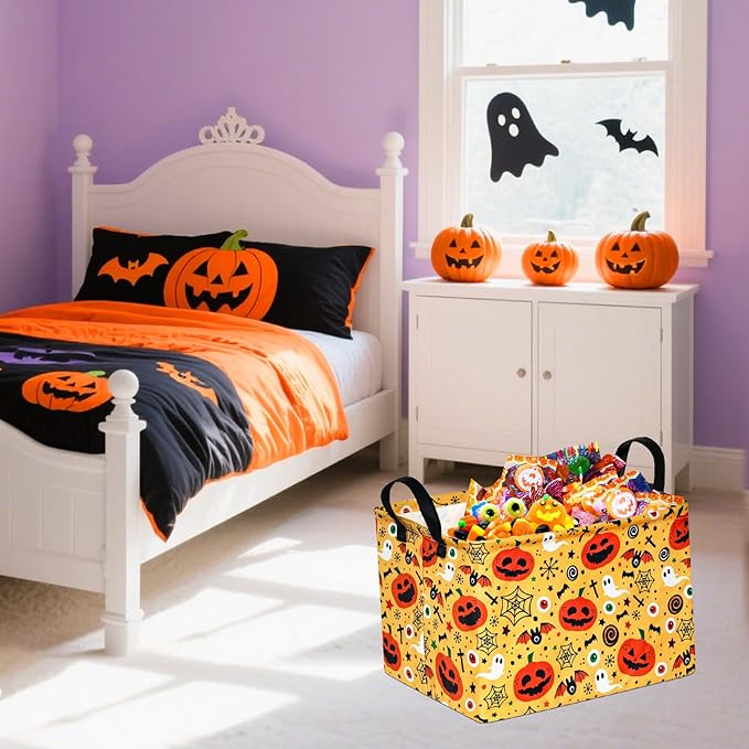 Ghost Happy Halloween Kids Gift Shelf Storage Basket Organizer Box Clothes Laundry Hamper Toys Nursery Basket Baby Laundry Basket with Handles