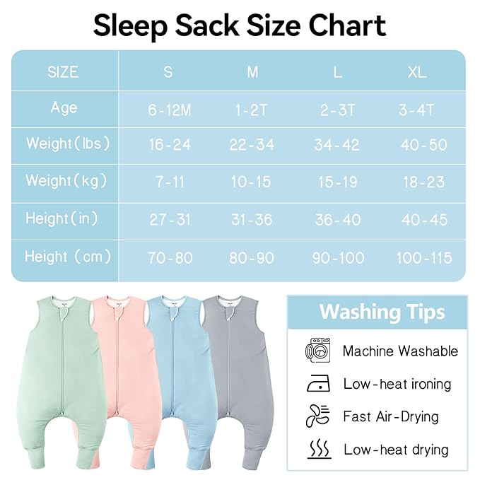 Rayon Made From Bamboo Sleep Sack 12-24 Months 0.5 Tog Ultra Soft Summer Toddler Sleep Sack 1t-2t with Feet 2-Way Zipper Lightweight Sleeping Bag Baby Wearable Blanket (2 Pack)-Green & Blue