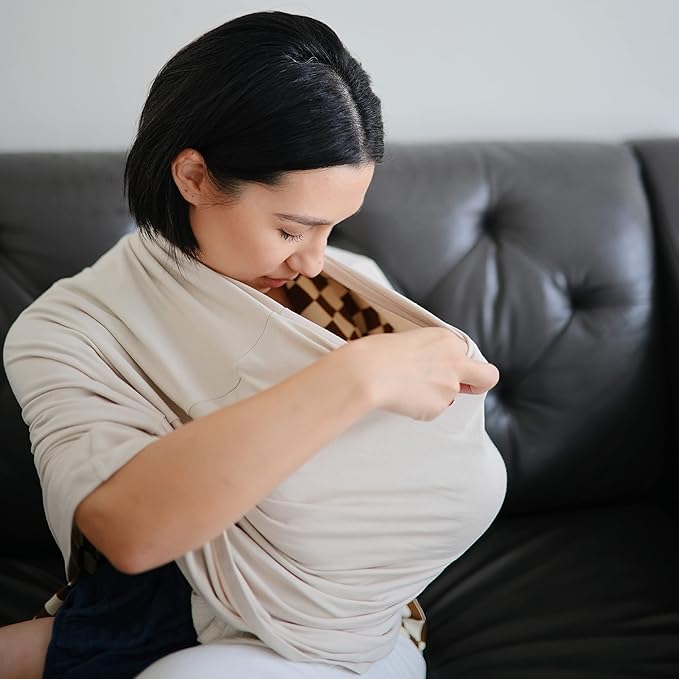 mushie Baby Car Seat Canopy Cover | Breathable & Stretchy Multi Use Cover for Breastfeeding, Nursing, High Chair, Shopping Cart, Strollers (Fog)