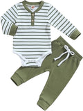 Newborn Baby Boy Girl Clothes Ribbed Knitted Long Sleeve Romper Pants Solid Cotton Infant Fall Winter Outfits 2Pcs