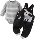 Baby Boy Clothes Fall Winter Outfits Long Sleeve Striped Romper Cute Cartoon Jeans Overalls Pants Set 0-18 Months