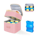 PIIOSER Breast Milk Storage Cooler Bag with Ice Pack, Fits 4 Baby Bottles Up to 5 Ounce, Small Insulated Breastmilk Cooler Travel Bag with Handle Buckle for Nursing & Working Mom Daycare(Pink-XS)