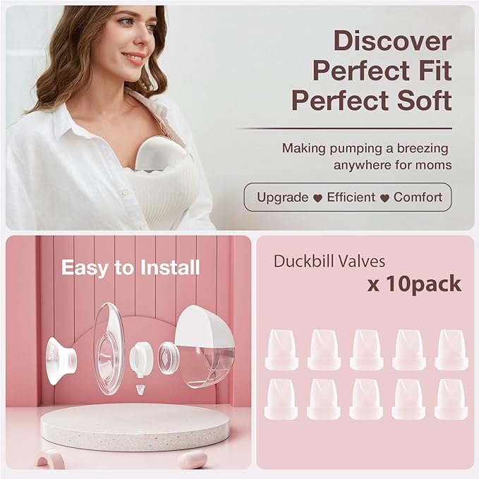 10 PCS Silicone Duckbill Valve Compatible with Momcozy M5 Wearable Breast Pump, Designed for M5 Electric Breast Pump Replacement Parts, Pumping Breastfeeding Essential Accessories for New Moms