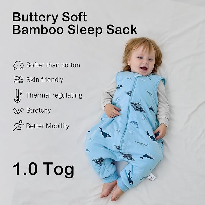 BubblePanda Rayon Made from Bamboo Toddler Sleep Sack with Feet 24-36 Months 1.0 Tog Ultra Soft Toddler Sleeping Sack 2t-3t Sleep Bag Walker Quilted Wearable Blanket with Legs 2-Way Zipper Lightweight