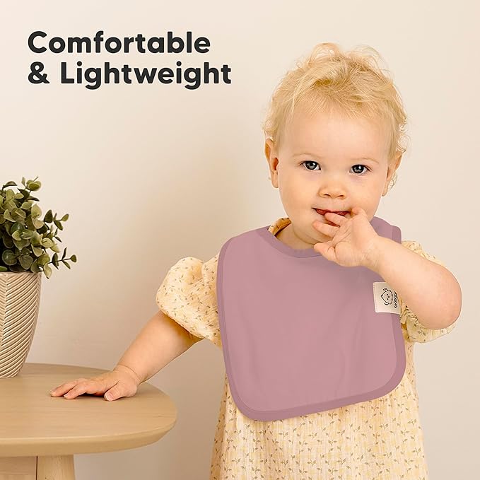 KeaBabies 8-Pack Organic Baby Bibs for Boys, Girls - Super Absorbent Cotton Drool Bibs for Baby Girl & Boy, Teething Toddler, Drooling Newborn, Ultra Soft & Machine Washable (Mauve)