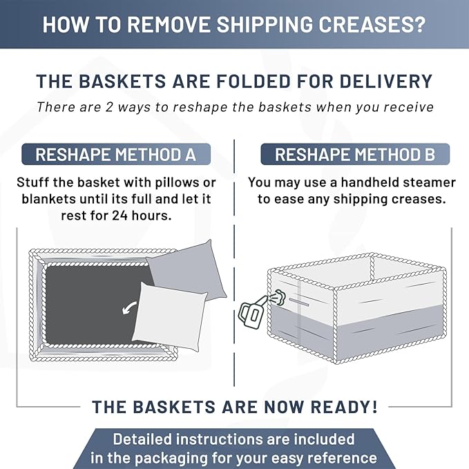 NaturalCozy Storage Baskets 16.8”x13”x7.6” Cotton Rope Woven Baskets for Organizing 3-Pack | Toy Storage Bins | Basket for Shelves, Laundry, Blanket, Clothes, Closet, Kitchen, Bathroom, Gifts