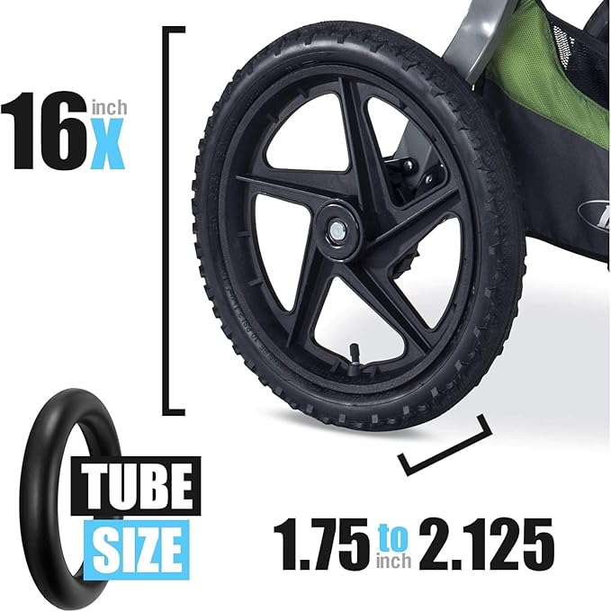 BOB Stroller Front & Rear Tire Tube Replacement [12.5" & 16"] 2-Pack – Inner Tubes for Wayfinder, Alterrain, Revolution Flex/Pro/SE, Strides, Ironman & Duallie Joggers