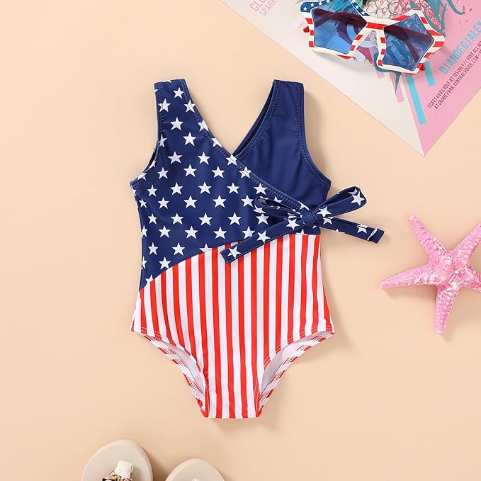 Happy Town Toddler Swimsuit Girl One Piece Bathing Suit Color Block Swimwear Baby Summer Beach Wear