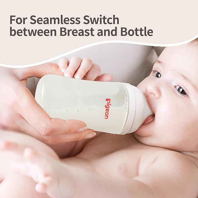 Pigeon Newborn Baby Bottle Feeding Gift Set, Nurture & Nest, Anti-Colic Wide Neck Bottle with Latch-On Nipple, 3 Bottles (5.4 Oz), 3 Stage 2 Nipples, 1 Bottle Brush and 1 Nipple Brush