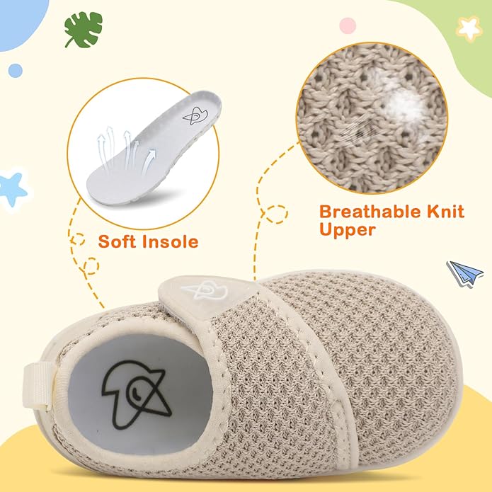 LeIsfIt Baby Shoes Boys Girls First Walking Shoes Non-Slip Infant Sneakers Lightweight Slip-on Crib Sneakers for First Walkers