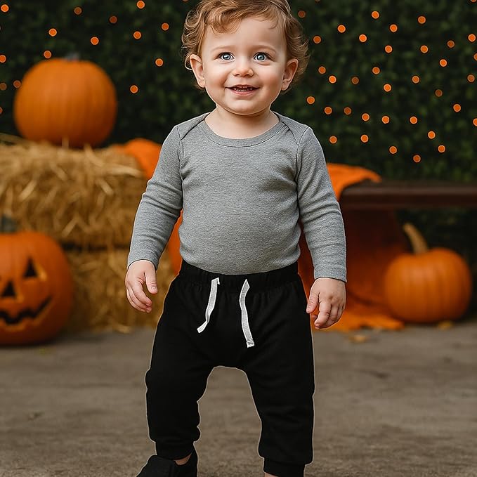 SOBOWO Newborn Baby Boy Girl 3-Pack Joggers Infant Baby Cotton Harem Pants for Toddler Boys Girls 0-3T Interlock 195 GSM