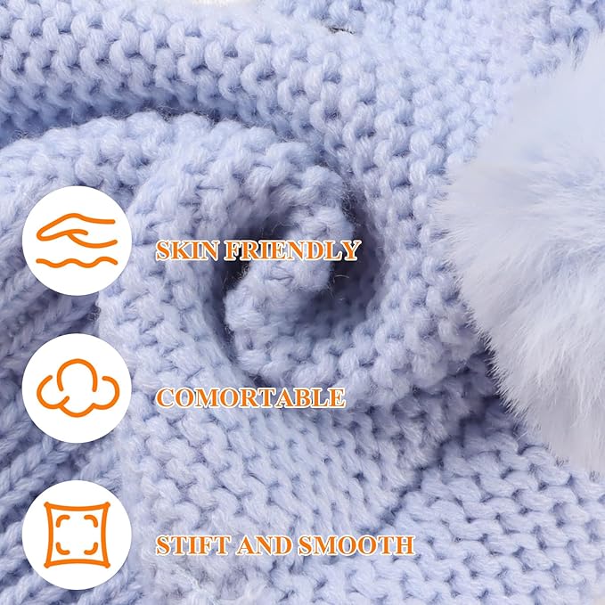 JANGANNSA Cute Bear Baby Beanie Pompom Baby Boys Hat Infant Toddler Winter Knitted Beanies for Girls