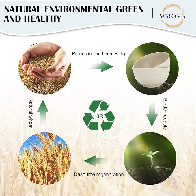 Wrova Wheat Straw Bowl Sets,8 PCS Unbreakable Cereal Bowls 26 OZ,Microwave and Dishwasher Safe Bowls, Kitchen Bowl suitable for cereal,salad,snack and soup (Beige)