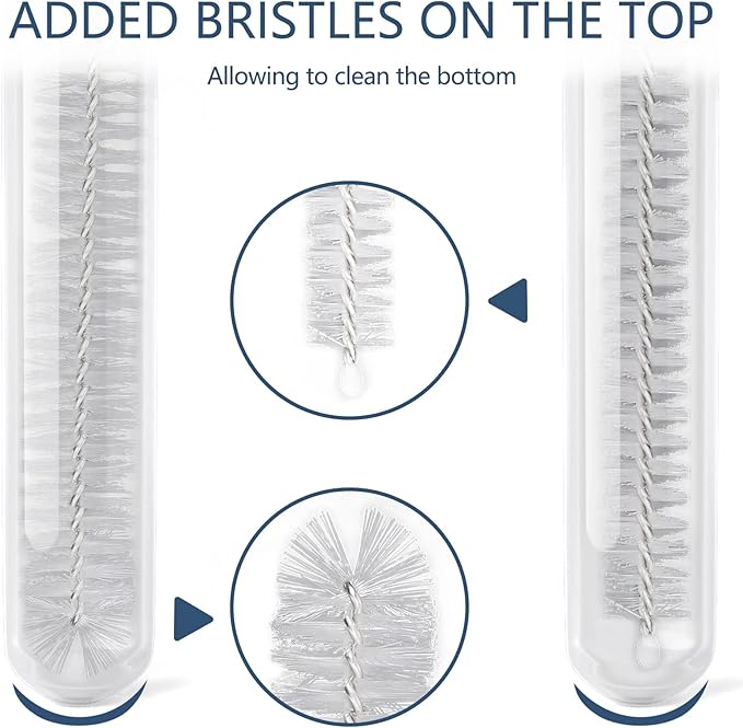 Straw Cleaner Brushes Sets, 12 Pieces 8.2 Inch Botthle Cleaning Brush and Nylon Tube Brush Brush Kit for Sippy Cup, Tumbler, Water Bottle, Drinking Straw (White)