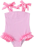 Happy Town Toddler Swimsuit Girl Solid Color Stripe One-Piece Baby Bathing Suits