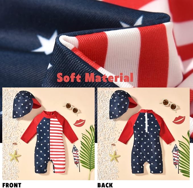 Aalizzwell Baby Girls Long Sleeve One Piece Bathing Suit with Hat