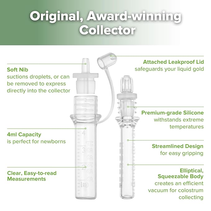 haakaa Colostrum Collector Syringes for Breastmilk Collector for Breastfeeding Moms to Collect Store and Feed Colostrum, 0.1oz/4ml, 2pcs