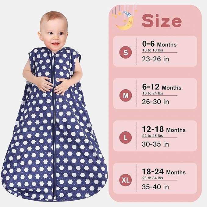 Baby Sleep Sack 18-24 Months 3 Pack Baby Wearable Blanket 100% Rayon Cotton 2-Way Zipper Toddler Sleeping Sack .Comfy Soft Lightweight TOG 0.3 (Elephant&Dinosaur&Hexagon,)