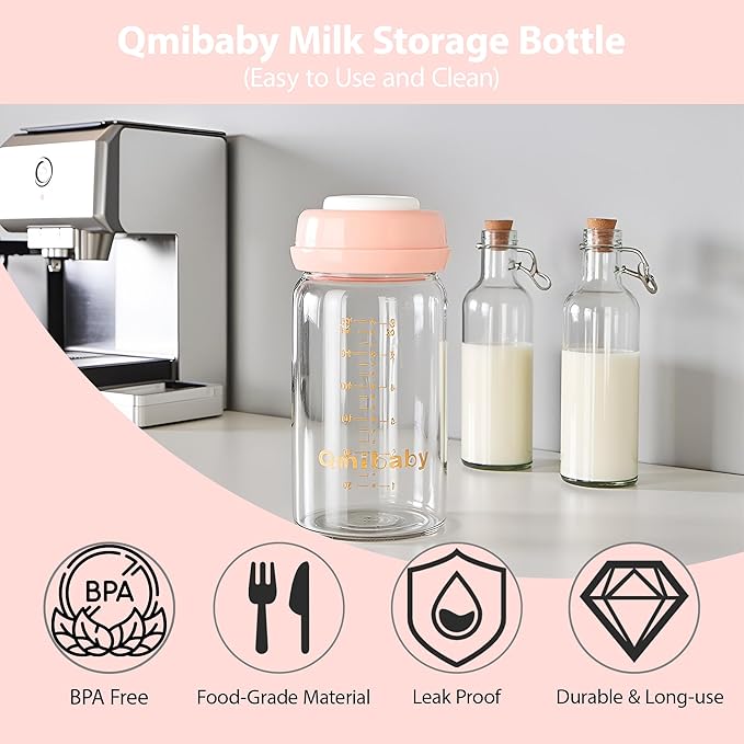 Breast Milk Storage Bottles 150ml 5oz BPA-Free Leak-Proof Baby Bottle Compatible with Medela Breast Pumps for Breastmilk Storage Bottle Breastfeeding 6 Pack (Grey+Pink)