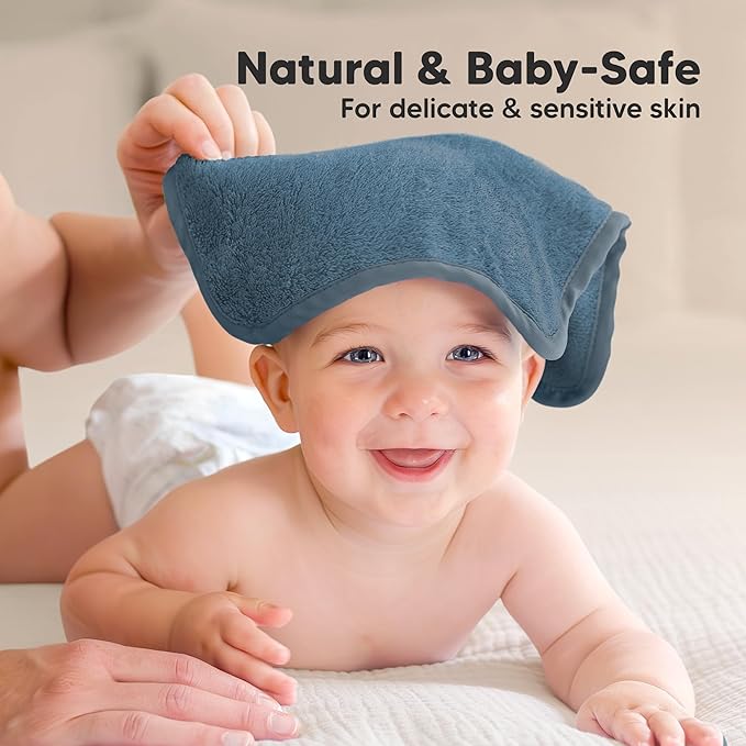 6-Pack Baby Washcloths - Soft Absorbent Viscose from Bamboo Wash Cloths for Babies, Kids, Toddlers, Infant, Newborn Bath Towels,Gentle on Sensitive Skin,10x10 Reusable Face Towels(Navy Blue)