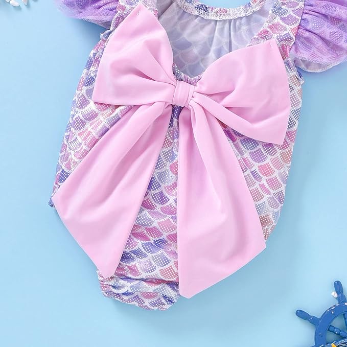 Toddler Girl Baby Ruffles Mermaid Fish Scale Swimsuit One Piece Swimwear Bathing Sunsuit