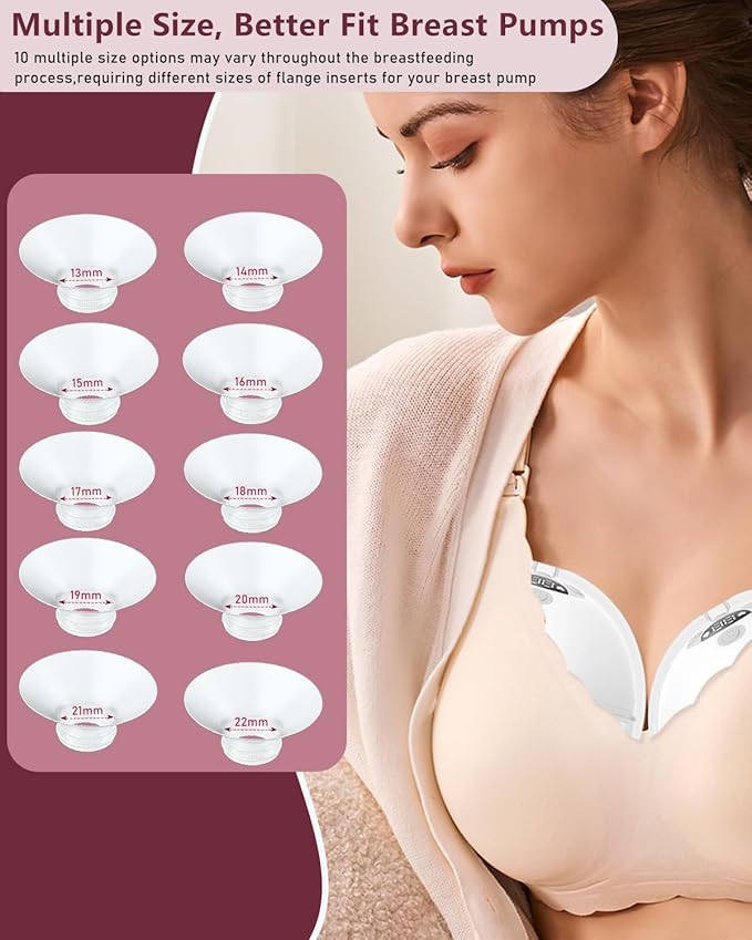 Flange Insert 2PCS 22mm Compatible with Momcozy M9/M6/M5/S12 Pro/V1 Pro/V2 pro, Spectra/Medela/Elvie/NCVI/TSRETE/eufy/Lansinoh/Paruu/MomMed Breast Pump 24mm Shields/Flanges (2pcs-22mm)