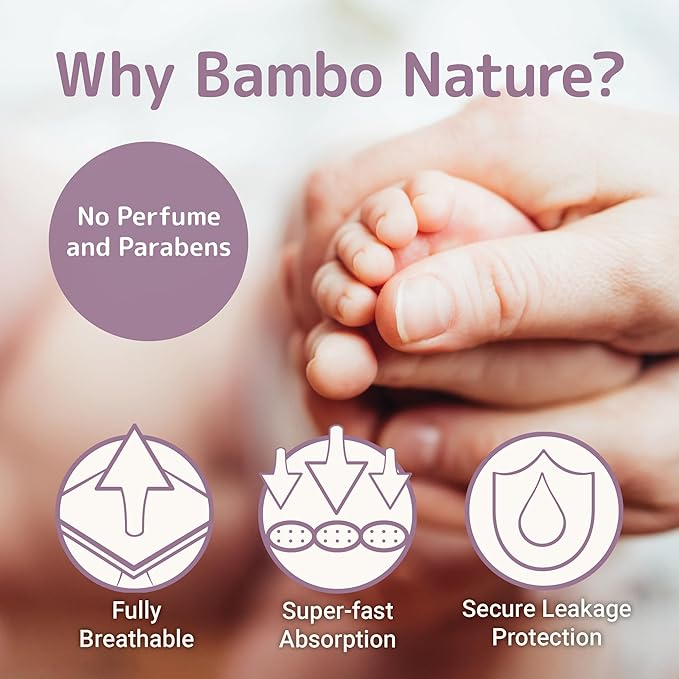 Bambo Nature Hypoallergenic Baby Diapers, Eco-Labelled Sustainable Diapers, Enhanced Leakage Protection, Totally Chlorine-free, Skin Friendly, and Super Absorbent - Size 1 (216 Count)