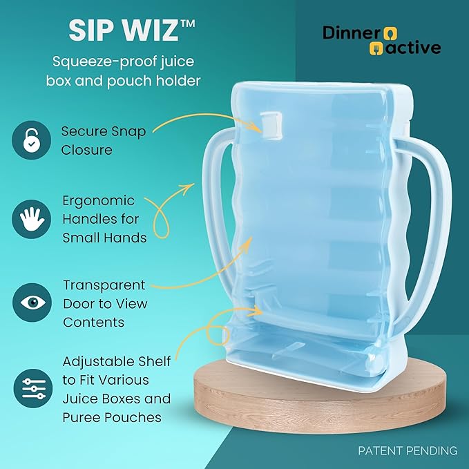 Dinneractive Sip Wiz - Baby Pouch Holder No Squeeze Pouch Food Pouches & Juice Box Holder - Anti-Squeeze Yogurt Pouch Reusable Toddler Essentials