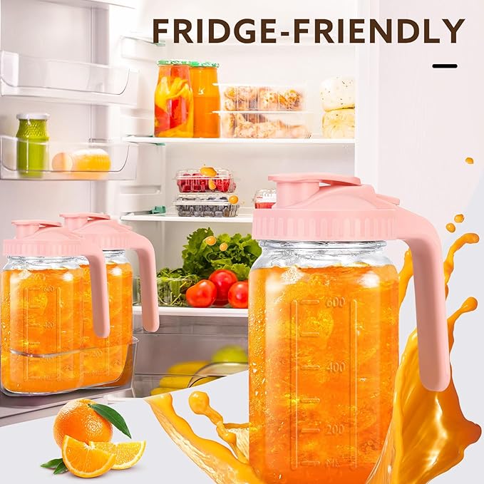 Breast Milk Pitcher, 32 OZ Mason Jar Pitcher with Lid Double Leak Proof,1 Quart Breastmilk Storage Containers for Fridge, Glass Jug for Sun Tea, Juice, Cold Brew Coffee