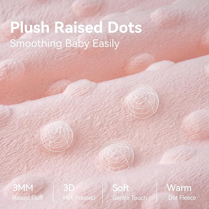 Fleece Baby Sleep Sack 12-18 Months with Plush Dots 1.5 Tog Baby Wearable Blanket with 2-Way Zipper Warm Sleeping Sack for Toddler Infant - Large, Apricot & Pink