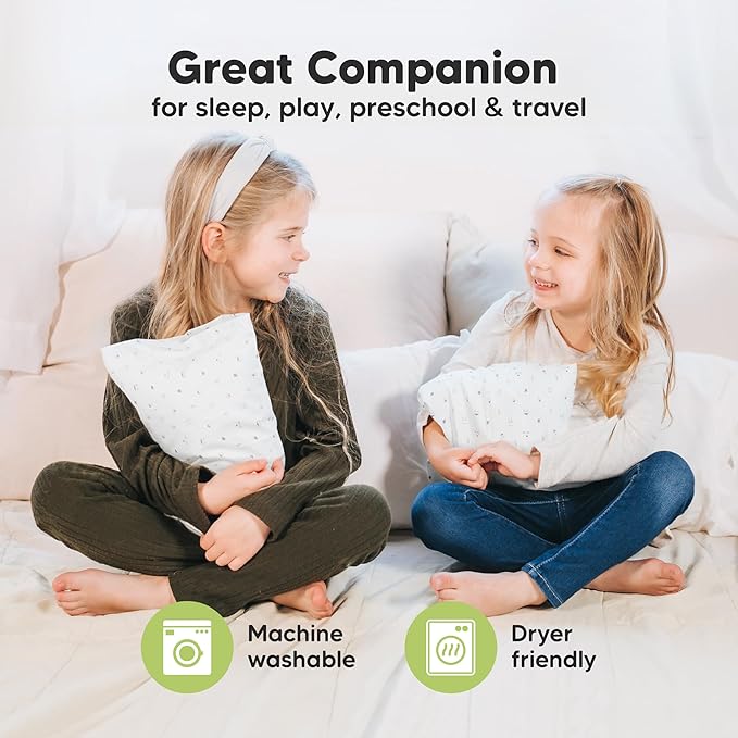 Mini Toddler Pillow with Pillowcase - 9x13 My Little Dreamy Travel Kids Pillow for Sleeping, Toddler Bed, Small, Tiny, Organic Cotton Pillowcase, Soft & Breathable, Kids 2-4 Years Old (Construction)