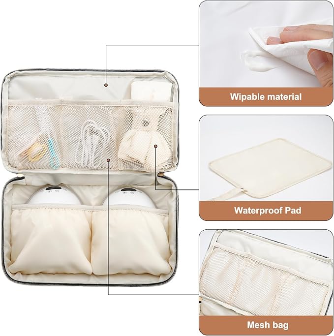 Breastmilk Cooler Bag with 6 Ice Pack, Wearable Breast Pump Bag Compatible with Willow, Elvie, Medela & Momcozy M5/S12 Pro Pumps & Accessories for Work, Travel and Family Use Black