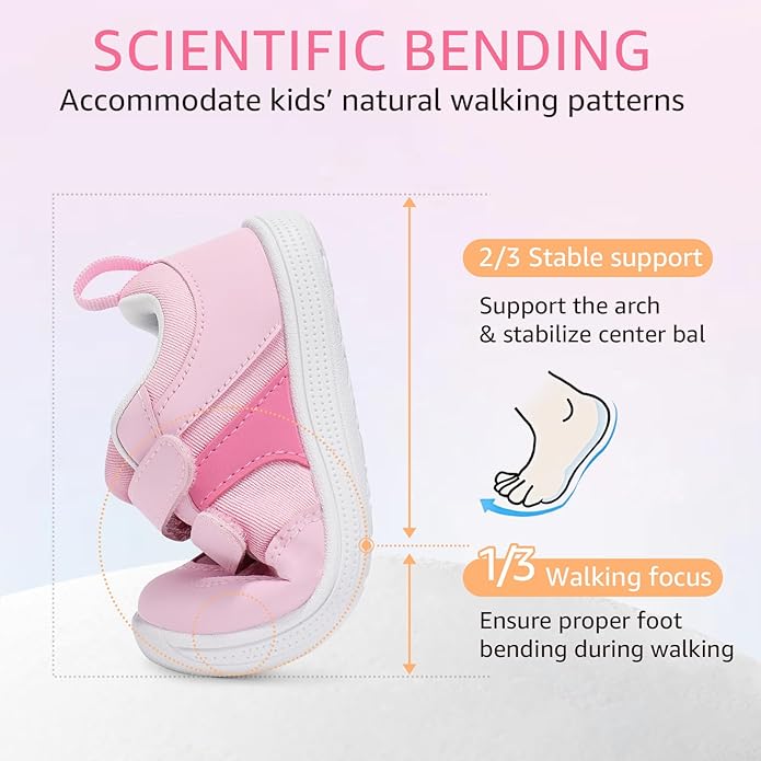 Toddler Wide Toe Box Barefoot Shoes Boys Girls Sneakers Zero Drop Kid Tennis Running Shoes Lightweight Non-Slip Comfortable Infant First Walking Shoe Outdoor Activities School